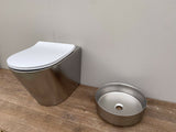 Matte Chrome silver Round 360 mm Dia top counter basin porcelain sink slim edge