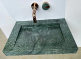 2025 Luxury Matte Green Marble Basin | 1000mm Natural Stone Washbasin | Wall-Mounted/Countertop Design