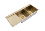 2025 Burnished Brass Gold stainless steel 304 double bowl kitchen sink with drainer tap hole