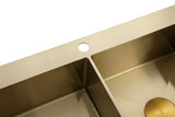 2025 Burnished Brass Gold stainless steel 304 double bowl kitchen sink with drainer tap hole
