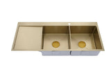 2025 Burnished Brass Gold stainless steel 304 double bowl kitchen sink with drainer tap hole