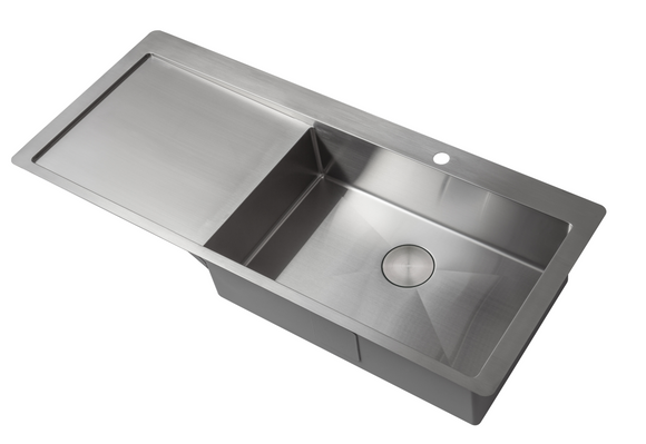 2024 Brushed Gunmetal Kitchen Sink | 304 Stainless Steel | Single Bowl with Right Drainer | PVD Finish | 1120mm * 500mm