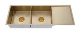 Burnished Brass Gold stainless steel 304 double bowl kitchen sink with drainer No tap hole