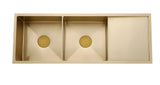 Burnished Brass Gold stainless steel 304 double bowl kitchen sink with drainer No tap hole