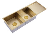 Burnished Brass Gold stainless steel 304 double bowl kitchen sink with drainer No tap hole