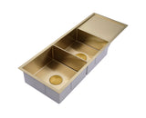 Burnished Brass Gold stainless steel 304 double bowl kitchen sink with drainer No tap hole