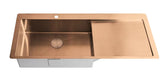 2024 Brushed brass gold Copper Gunmetal single long bowl drainer stainless steel 304 kitchen sink with tap hole 1120*500*205 mm