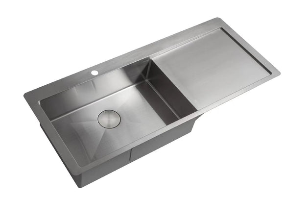 2024 Brushed Gunmetal single long bowl drainer with tap hole stainless steel 304 kitchen sink 1120*500 mm