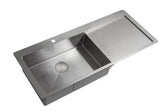 2024 Brushed Gunmetal single long bowl drainer stainless steel 304 kitchen sink with tap hole  1120*500 mm