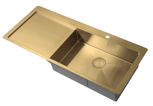 2024 Burnished Brass Gold Kitchen Sink | 304 Stainless Steel | Single Bowl with Drainer | PVD Finish | 1220mm