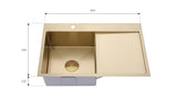 2025 Luxury Burnished Brass Gold Kitchen Sink | 304 Stainless Steel | Single Bowl with Drainer | PVD Finish
