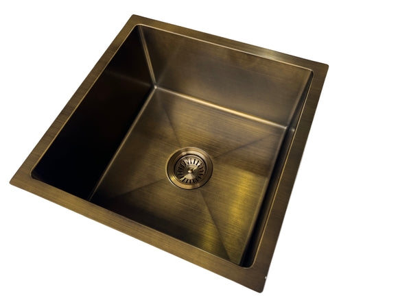 antique brass Gold Kitchen Sink | 304 Stainless Steel | Single Bowl 450*450*200 mm | PVD Finish