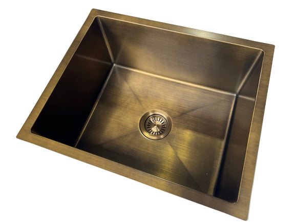 Antique brass Gold Kitchen Sink | 304 Stainless Steel | Single Bowl 550*450*250 mm | PVD Finish