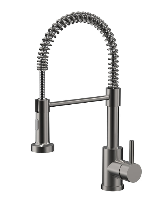 2026 Brushed Gunmetal stainless steel 304 pull out with spray function spring kitchen mixer tap faucet