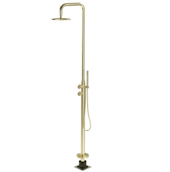 Brushed Brass Gold color Marine Grade 316s Full Solid stainless steel Made Free Standing  shower set with hand held shower head (Copy)