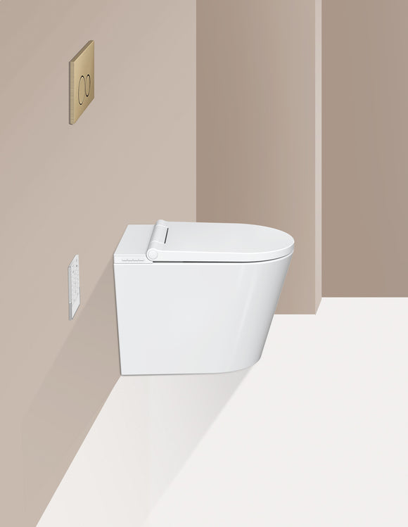 2026 Super Slim seat Smart Toilet with in wall cistern push buttons