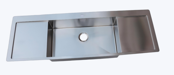 1550 mm single bowl with double sided drainer board