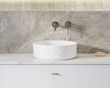 Matte White Diamond Round 360 mm on top counter basin porcelain sink