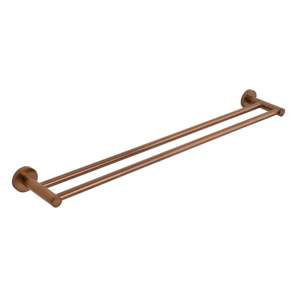 Brushed Copper  Double 600 mm towel rack rail round classic 2024