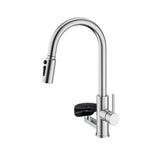 Pull out kitchen mixer with Cup Rinser and Filter Water outlet Brushed Stainless steel Color