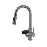Pull out kitchen mixer with Cup Rinser and Filter Water outlet Brushed Stainless steel Color