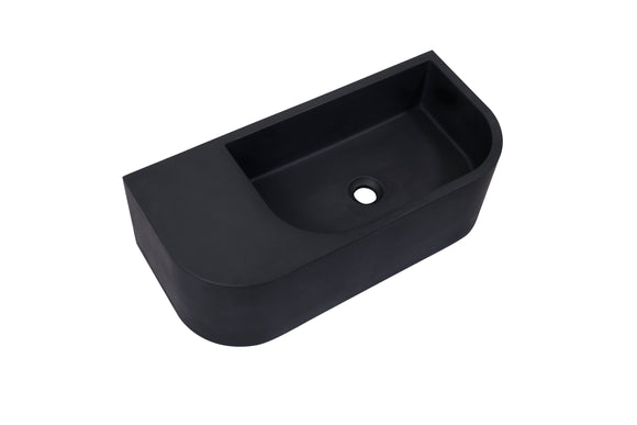 Ultra Modern concrete cement wash basin counter top Wall Hung Basin Matt Black 2023 gold plug