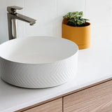 Matte White Arrow Round 360 mm on top counter basin porcelain sink