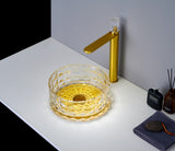 2027 Ultra Modern Hotel Style Glass Wash Mini 300 mm Round Transparent basin counter top counter top Transparent Crystal