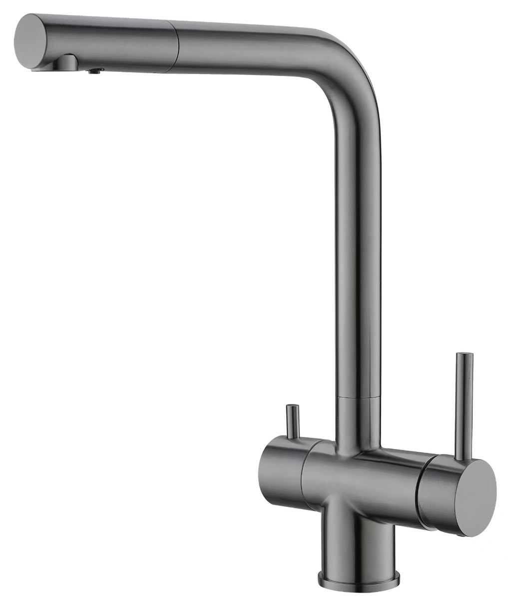 2025 Brushed Gunmetal Pull out Kitchen tap solid stainless steel made ...