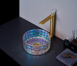 2027 Ultra Modern Hotel Style Glass Wash Mini 300 mm Round Transparent basin counter top counter top Transparent Crystal