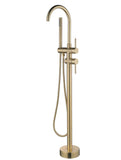 Brushed Brass Gold Round Free Standing  Bath tub Mixer Spout Freestanding spout filler hand held