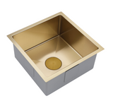 Single Burnished brushed gold copper stainless steel kitchen sink hand trough 450*450 mm