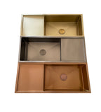 2025 Brushed brass gold Copper Gunmetal single long bowl drainer stainless steel 304 kitchen sink