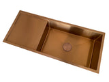 2025 Brushed brass gold Copper Gunmetal single long bowl drainer stainless steel 304 kitchen sink