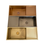 2025 Brushed brass gold Copper Gunmetal single long bowl drainer stainless steel 304 kitchen sink