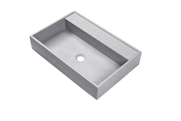 Ultra Modern concrete cement wash basin counter top Matt light Grey rectangle basin 2022