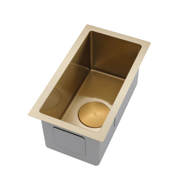 New Burnished brushed Brass Gold stainless steel kitchen sink R10 hand made pantry