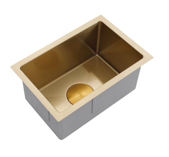New Burnished brushed Brass Gold stainless steel kitchen sink R10 hand made pantry 450*300 mm