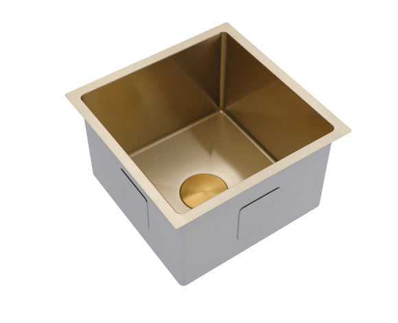 Single Burnished brushed gold copper stainless steel kitchen sink hand trough 450*450*280 mm Deep