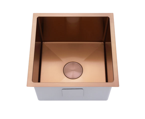 Single Burnished brushed gold copper stainless steel kitchen sink hand trough 450*450*280 mm Deep