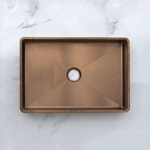 Burnished rose gold copper brass gold bench top mount basin sink