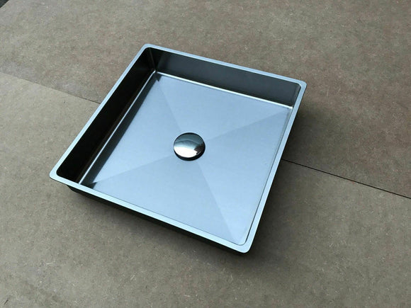 Brushed stainless steel under mount drop in insert wash basin sink hand made PVD