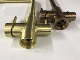 Burnished Brushed Brass Gold stainless steel kitchen mixer tap 3 way pure filter NO LEAD