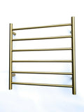 Burnished brass Brushed Gold Non Heated Towel Rail rack round  650 mm wide 6 bar