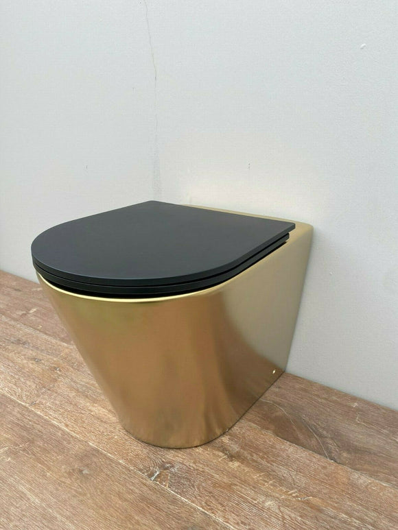 In Wall Concealed Cistern Toilet matte Gold matte Pan chrome rimless floor mount