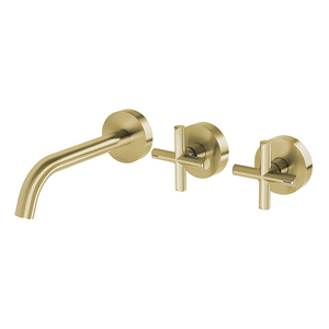 Cross Brushed Brushed gold hot cold Cross 1/4 turn wall tap faucet spout 150 mm