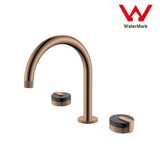 Bath basin  wall 1/4 turn hot cold tap faucet WELS rose gold spout 150 mm 200 mm