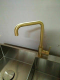 New Burnished brushed brass gold stainless steel square neck kitchen mixer tap