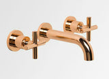 Cross Brushed Brushed gold hot cold Cross 1/4 turn wall tap faucet spout 150 mm