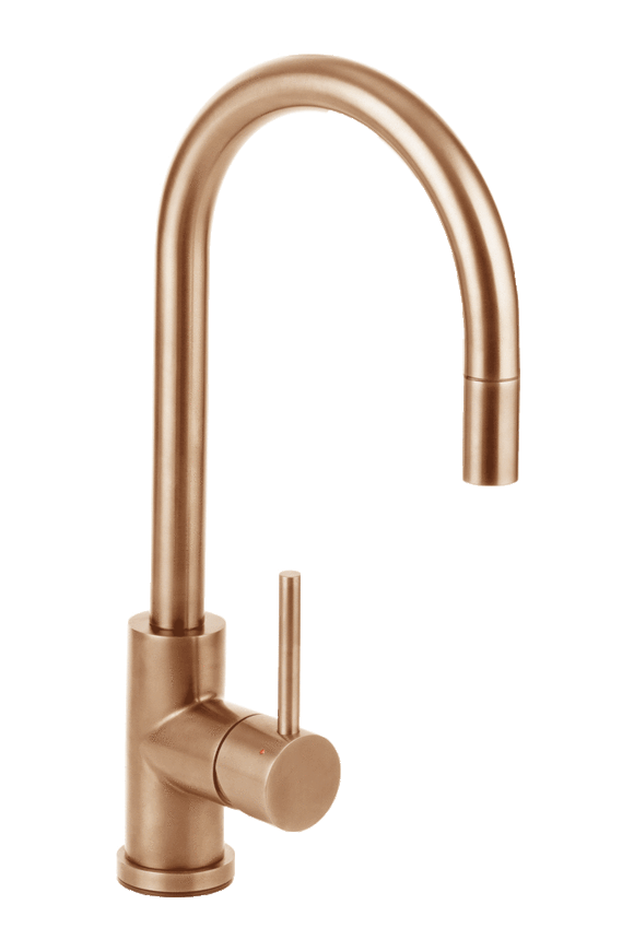 Brushed rose gold copper full solid stainless steel kitchen mixer pull out spray